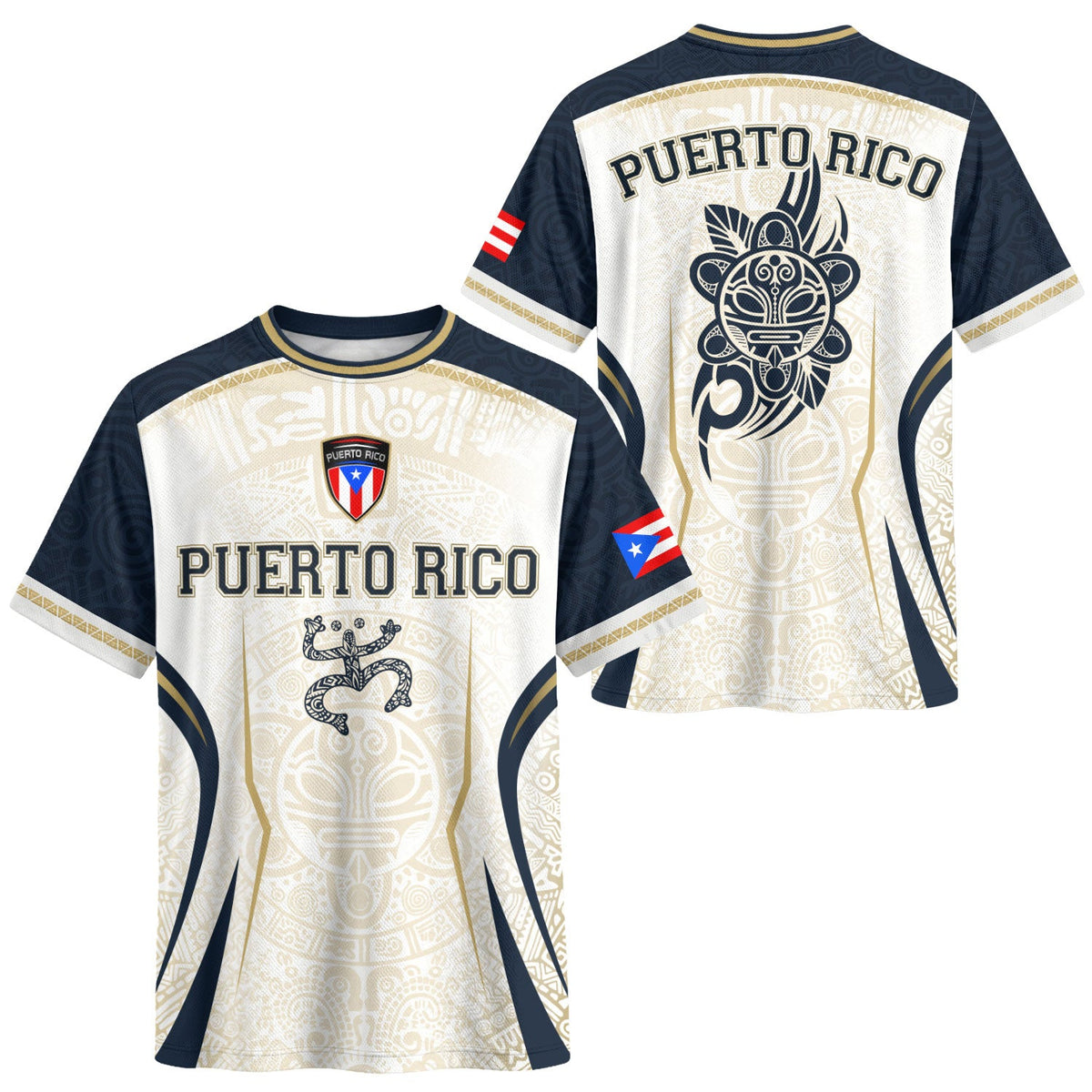 Puerto Rico Soccer Jersey in Navy White for Men and Women, Taino Coqui Flag PR Heritage, Top Puerto Rico Jersey and Puerto Rico Shirt, Northryn Co.