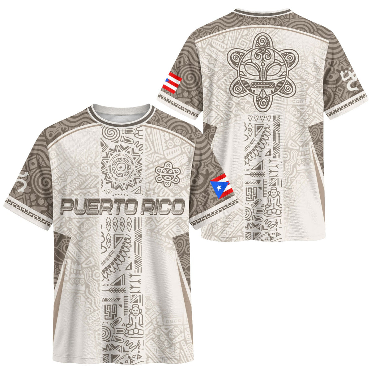 Boricua Pride White Puerto Rico Soccer Jersey for Men and Women, Tribal Pattern, Best Puerto Rico Shirt with Puerto Rico Jersey Style, Northryn Co.