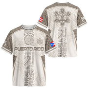 Boricua Pride White Puerto Rico Soccer Jersey for Men and Women, Tribal Pattern, Best Puerto Rico Shirt with Puerto Rico Jersey Style, Northryn Co.