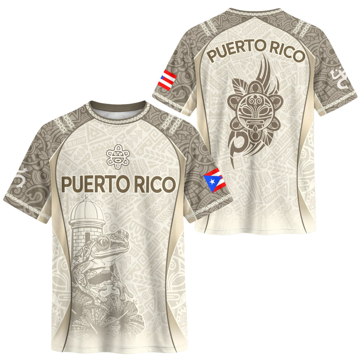Puerto Rico Soccer Jersey for Men and Women, Beige Coqui Tribal Boricua Pride, Standout Puerto Rico Jersey with Puerto Rico Shirt Pride, Northryn Co.