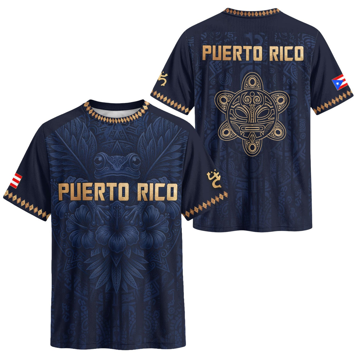 Taino Turtle Navy Gold Puerto Rico Soccer Jersey for Men and Women, Coqui Frog Hibiscus Boricua, Puerto Rico Jersey, Puerto Rico Shirt, Northryn Co.