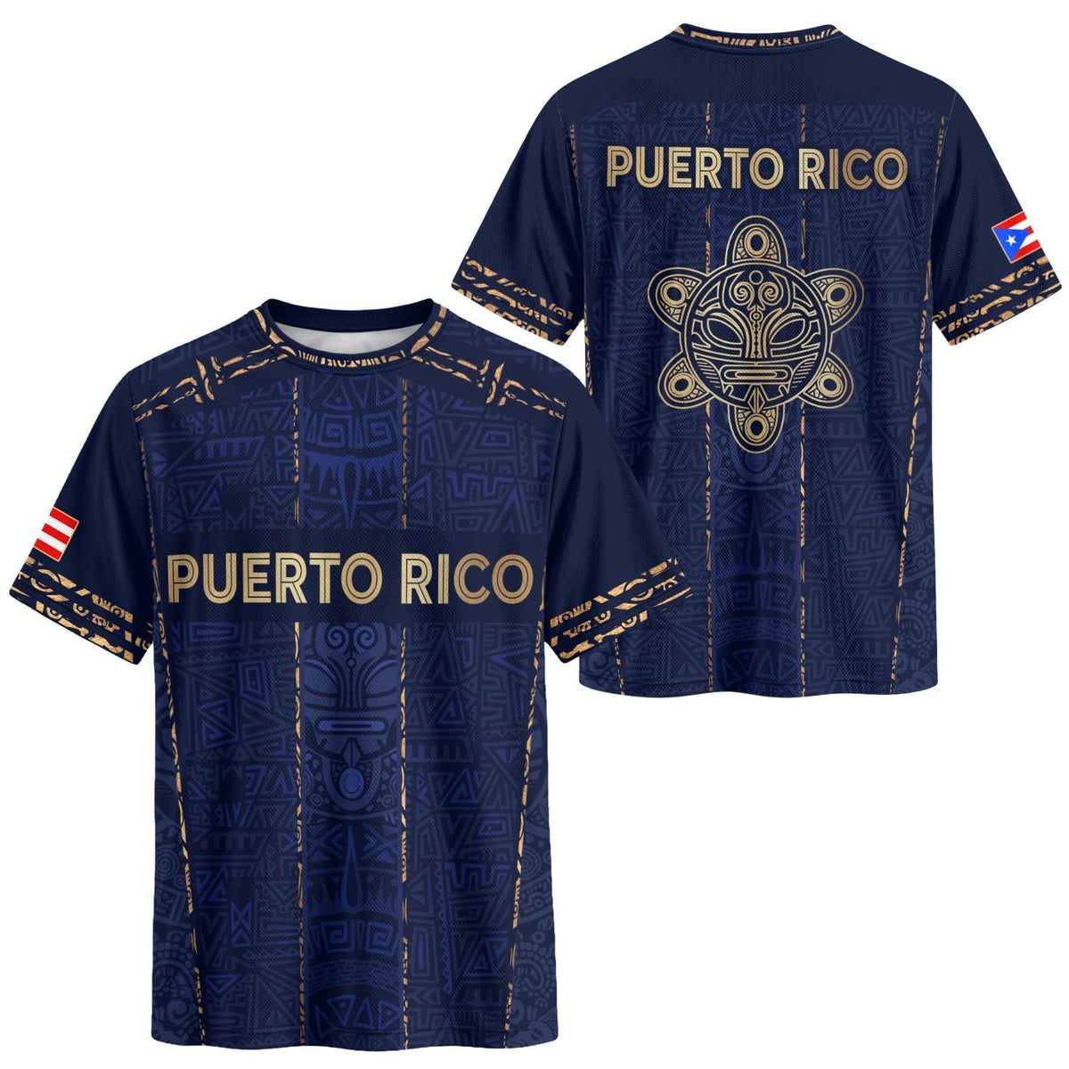 Puerto Rico Soccer Jersey with Taino Turtle for Men and Women, Tribal Navy Boricua, Bold Puerto Rico Shirt for Puerto Rico Jersey Looks, Northryn Co.