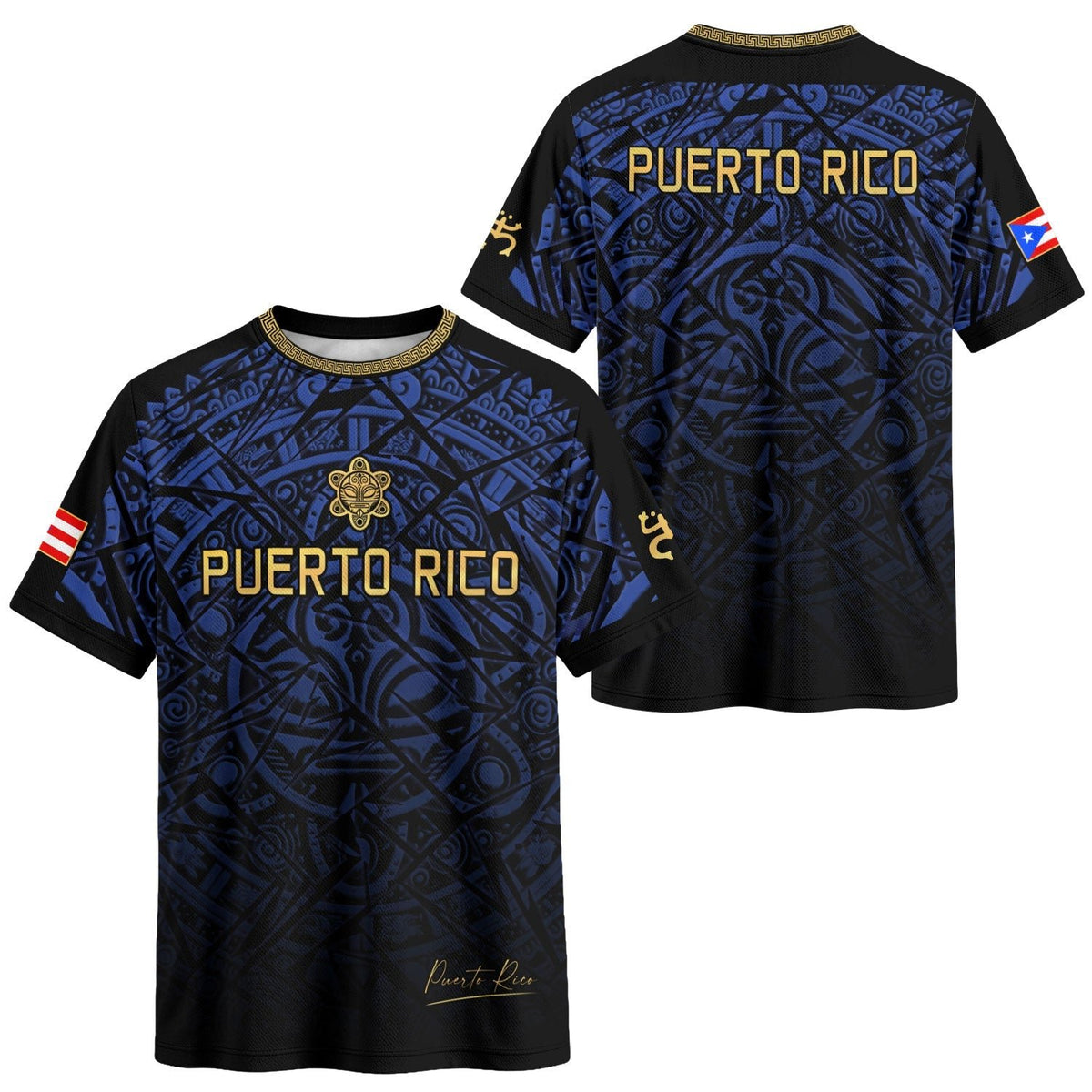 Taino Turtle Navy Gold Puerto Rico Soccer Jersey for Men and Women, Tribal Pride Boricua Sport, Puerto Rico Shirt and Puerto Rico Jersey, Northryn Co.