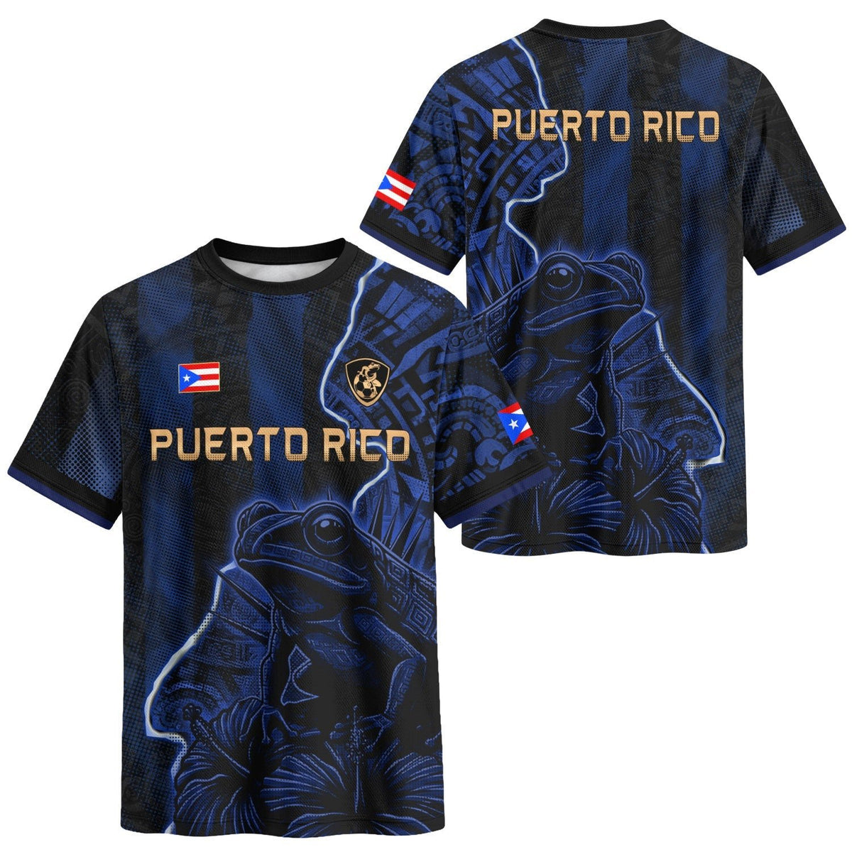 Coqui Frog Navy Puerto Rico Soccer Jersey for Men and Women, Hibiscus Boricua, Standout Puerto Rico Jersey with Puerto Rico Shirt Pride, Northryn Co.