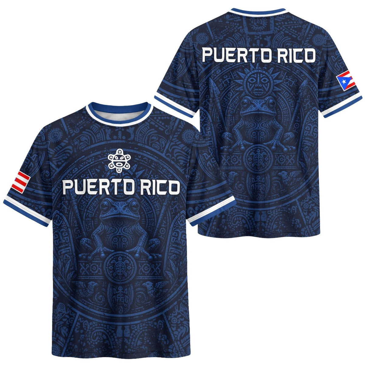 Puerto Rico Soccer Jersey in Navy Coqui for Men and Women, Taino Cultural Emblem, Best Puerto Rico Shirt with Puerto Rico Jersey Style, Northryn Co.