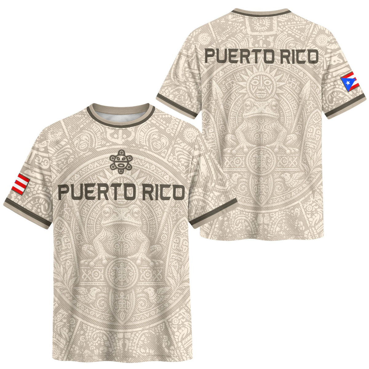 Coqui Frog Beige Puerto Rico Soccer Jersey for Men and Women, Taino Sun Puerto Rican Heritage, Puerto Rico Shirt and Puerto Rico Jersey, Northryn Co.