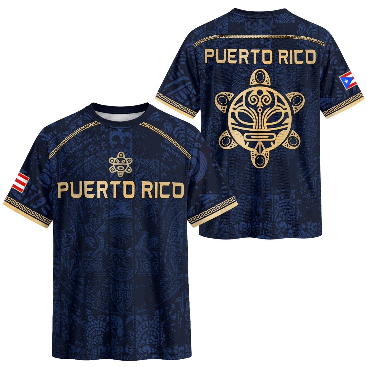 Puerto Rico Soccer Jersey in Navy Taino for Men and Women, Sea Turtle Tribal Art Pride, Top Puerto Rico Jersey and Puerto Rico Shirt, Northryn Co.