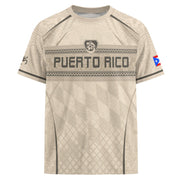 Puerto Rico Soccer Jersey for Men and Women, Beige Coqui Frog & Taino Tribal Pattern Art, Top Puerto Rico Jersey and Puerto Rico Shirt, Northryn Co.