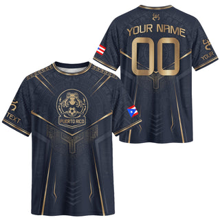 Elegant Navy Gold Coqui, Custom Puerto Rico Soccer Jersey for Men and Women with Taino, Personalized Football Jersey, Puerto Rico Shirt, Northryn Co.