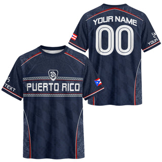 Custom Puerto Rico Soccer Jersey for Men and Women, Navy Blue Taino Flag Style, Personalized Football Jersey as a Puerto Rico Shirt, Northryn Co.