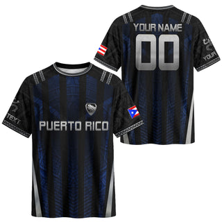 Sleek Navy Silver Tribal, Custom Puerto Rico Soccer Jersey for Men and Women with Taino, Personalized Football Jersey, Puerto Rico Shirt, Northryn Co.