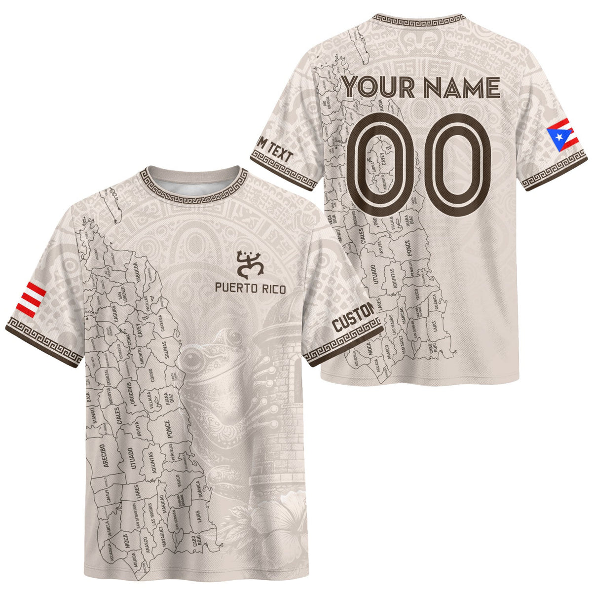 Sophisticated Beige Coqui Map, Custom Puerto Rico Soccer Jersey for Men and Women, Personalized Football Jersey as a Puerto Rico Shirt, Northryn Co.