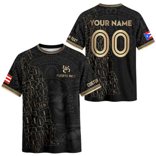 Custom Puerto Rico Soccer Jersey, Black Gold Towns Map Coqui Frog, Puerto Rico Shirt for Men and Women as a Personalized Football Jersey, Northryn Co.