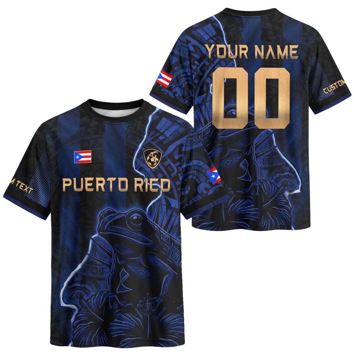 Lightning Navy Coqui Frog, Custom Puerto Rico Soccer Jersey for Men and Women, Puerto Rico Shirt with Personalized Football Jersey Style, Northryn Co.
