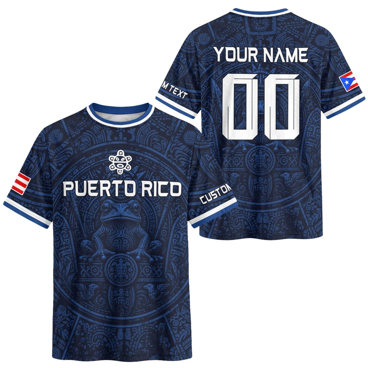 Custom Puerto Rico Soccer Jersey, Navy Blue Taino Coqui Frog, Puerto Rico Shirt for Men and Women as a Personalized Football Jersey, Northryn Co.