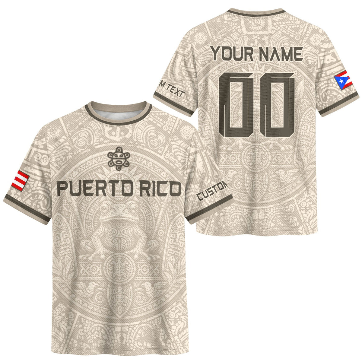 Refined Beige Coqui Frog, Custom Puerto Rico Soccer Jersey for Men and Women, Puerto Rico Shirt with Personalized Football Jersey style, Northryn Co.