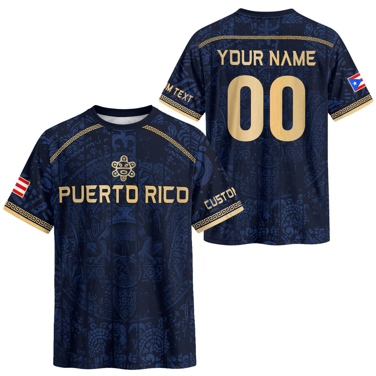 Custom Puerto Rico Soccer Jersey for Men and Women, Navy Taino Gold Pride, Puerto Rico Shirt with Personalized Football Jersey style, Northryn Co.
