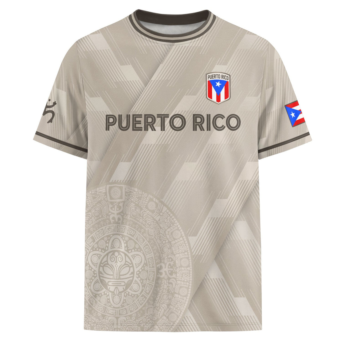 Puerto Rico Soccer Jersey in Beige Boricua for Men and Women, Taino Sun Coqui Frog Culture, Top Puerto Rico Shirt and Puerto Rico Jersey, Northryn Co.