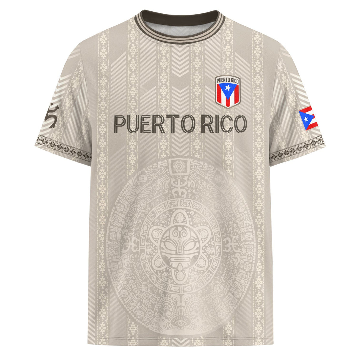 Taino Sun Beige Gray Puerto Rico Soccer Jersey for Men and Women, Crest Light Heritage Graphic, Puerto Rico Jersey and Puerto Rico Shirt, Northryn Co.