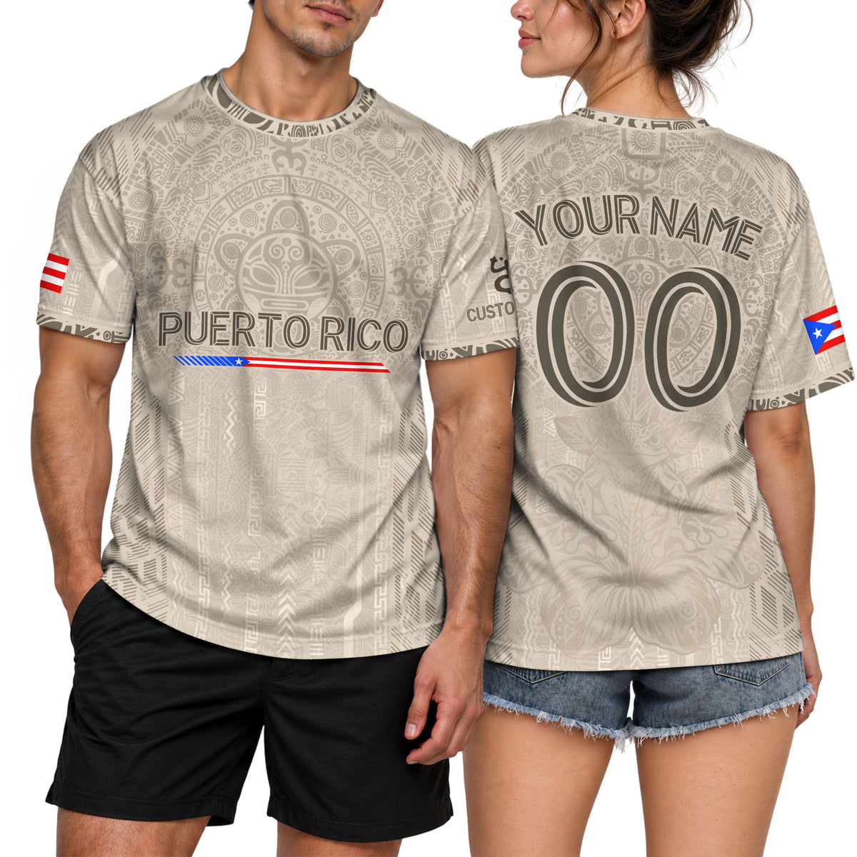 Custom Taíno Heritage Sand Beige Puerto Rico Soccer Jersey for Men and Women, Boricua Apparel, Top Puerto Rico Jersey and Puerto Rico Shirt, Northryn Co.