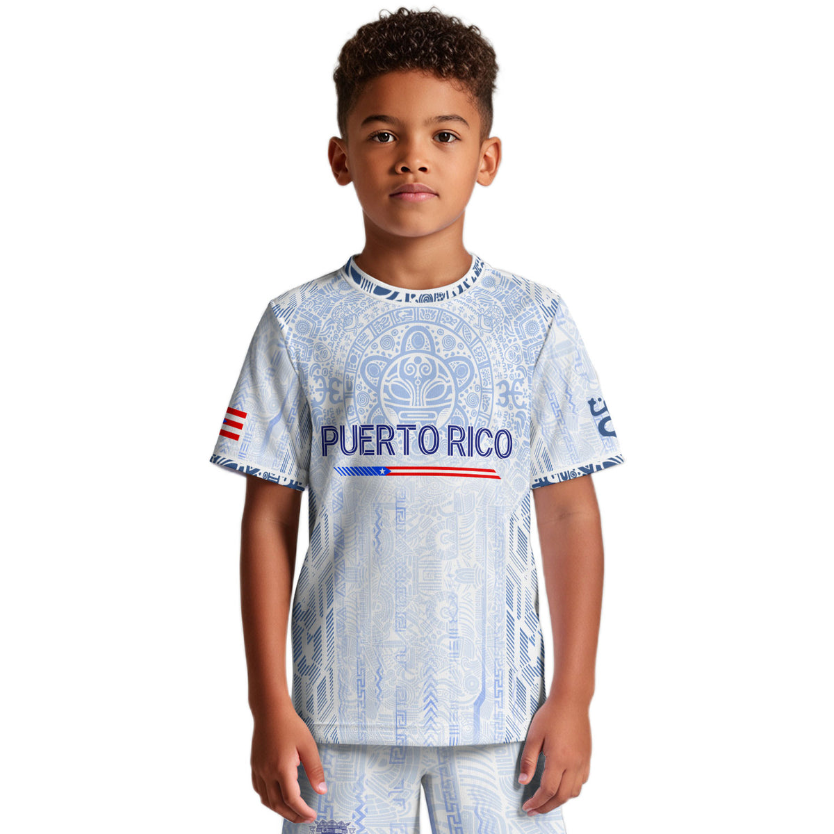 Authentic Youth White Puerto Rico Taino Sun Flag Athletic Team Soccer Jersey Shirt