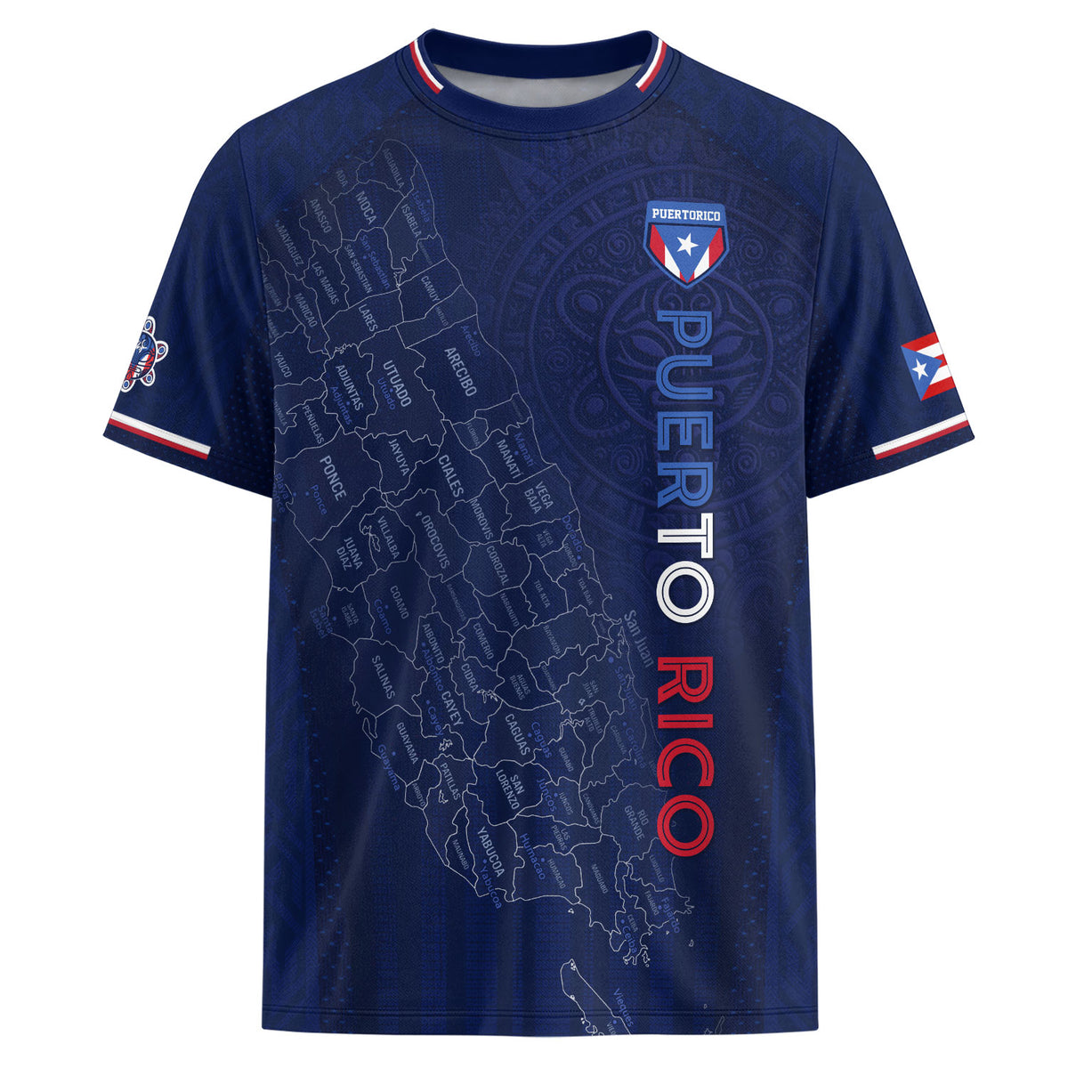 Navy Puerto Rico Soccer Jersey Men Map Graphic Boricua Taino Culture Heritage