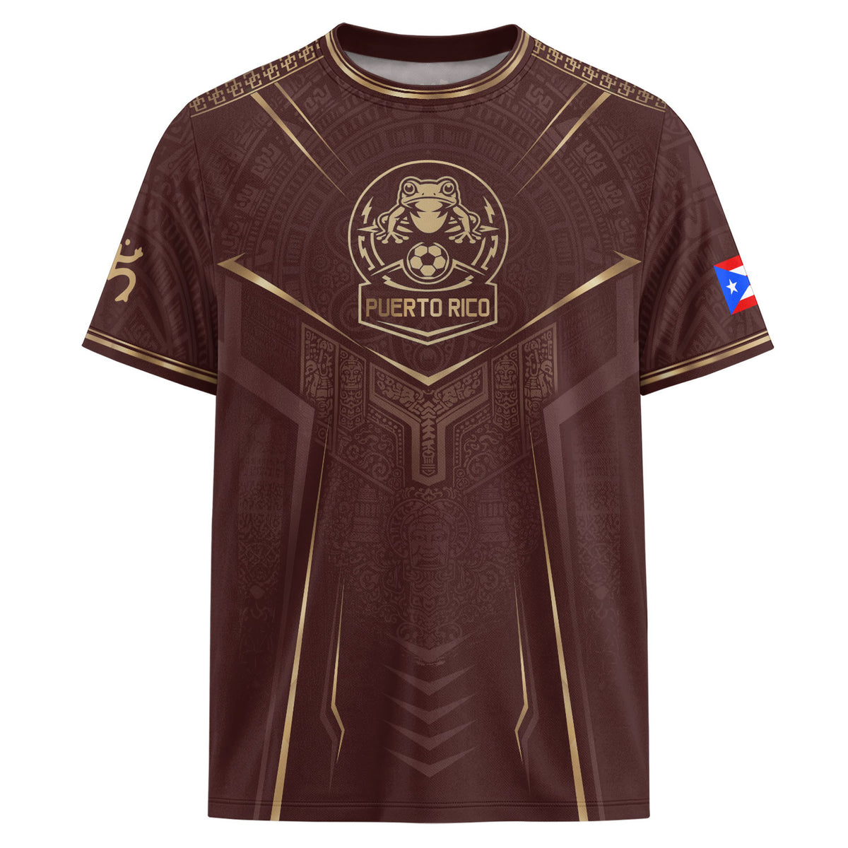 Camiseta de fútbol con máscara taína boricua azul marino de Puerto Rico, bandera tribal, orgullo nacional
