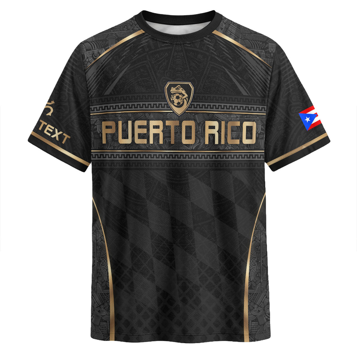 Custom Puerto Rico Soccer Jersey for Men and Women, Black Gold Taino Coqui Frog Culture Heritage Graphic, Puerto Rico Jersey, Puerto Rico Shirt, Northryn Co.