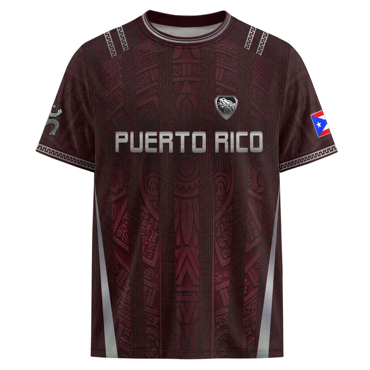 Maroon Puerto Rico Soccer Jersey Men Boricua Taino Coqui Frog Culture Graphic