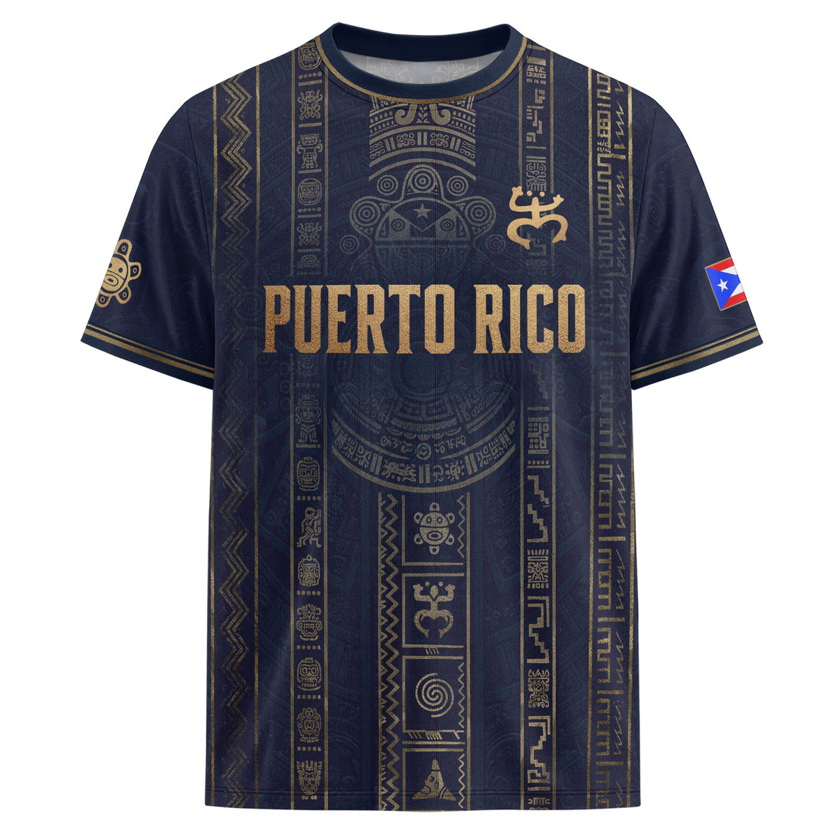 Navy Puerto Rico Soccer Jersey Men Boricua Taino Coqui Frog Culture Graphic
