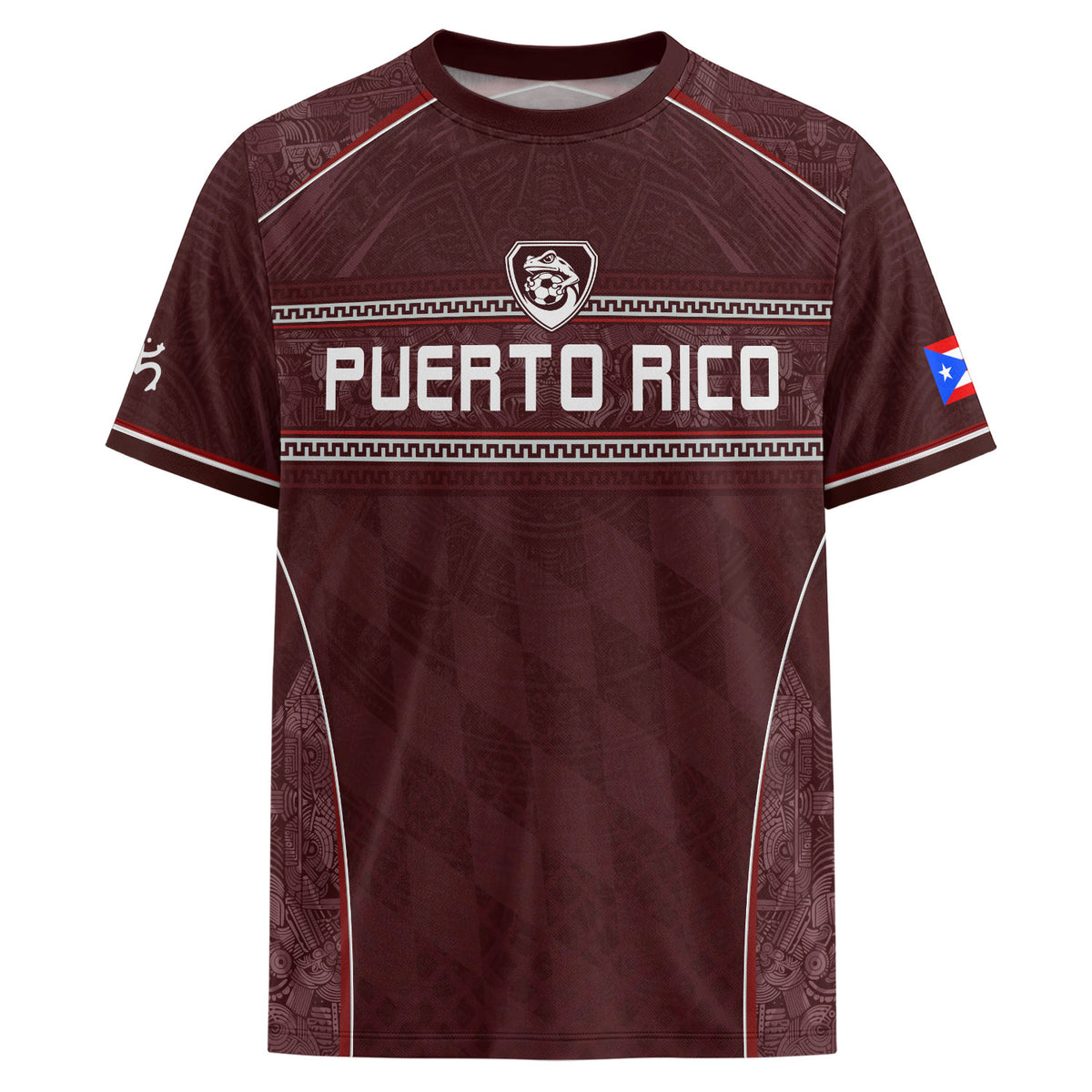 Camiseta de fútbol con máscara taína boricua azul marino de Puerto Rico, bandera tribal, orgullo nacional
