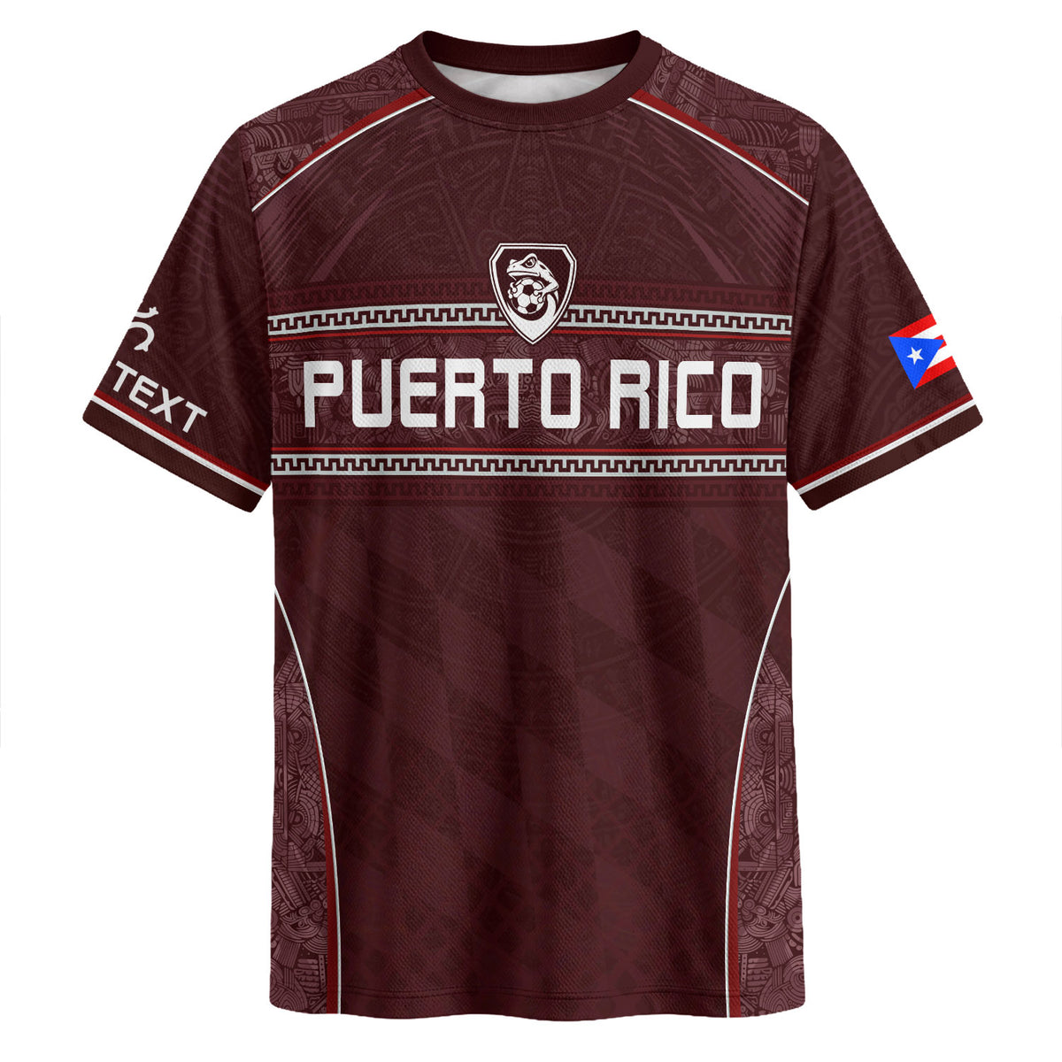 Custom Coqui Frog Maroon Puerto Rico Soccer Jersey for Men and Women, Taino Heritage Graphic Apparel, Puerto Rico Jersey and Puerto Rico Shirt, Northryn Co.
