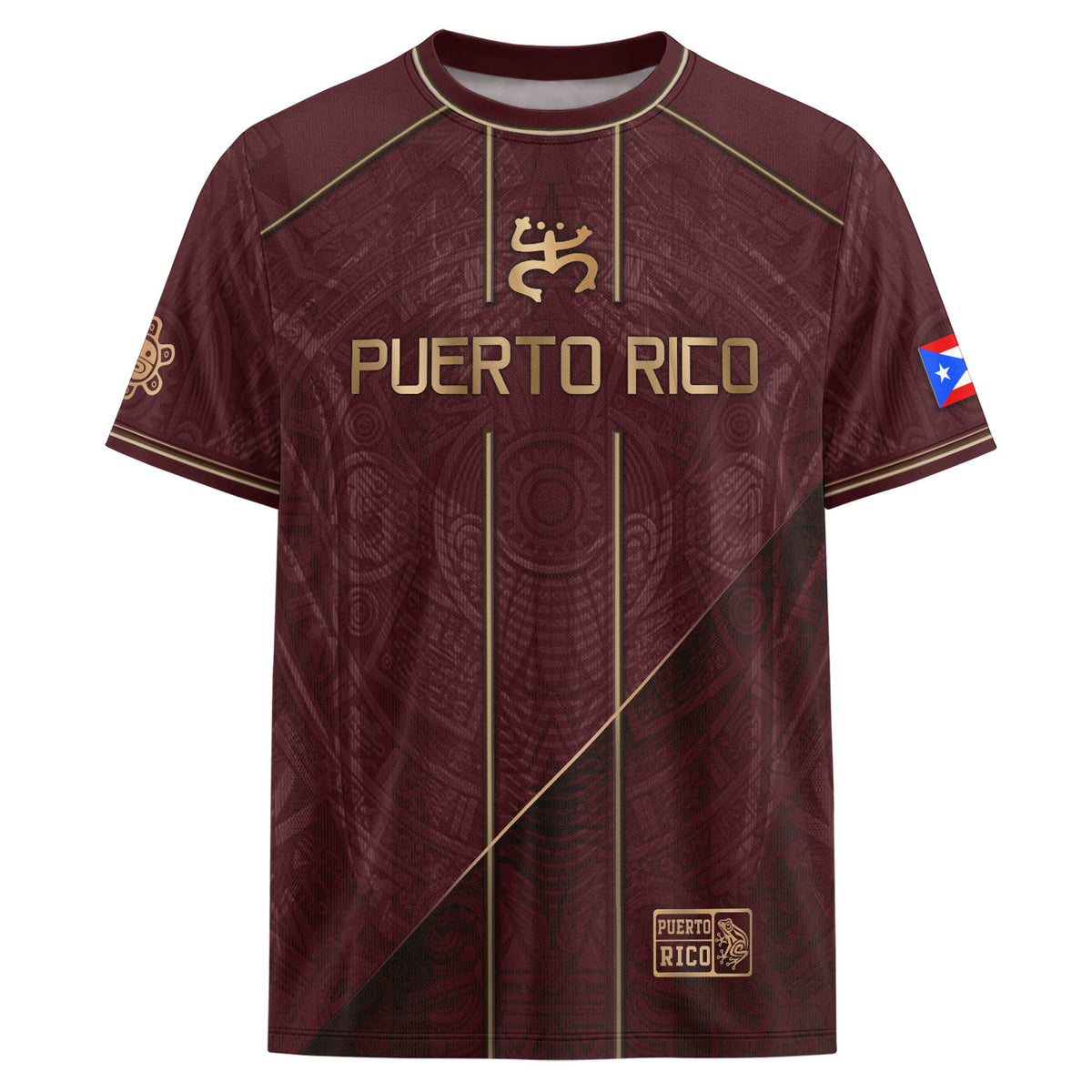 Camiseta de fútbol con máscara taína boricua azul marino de Puerto Rico, bandera tribal, orgullo nacional