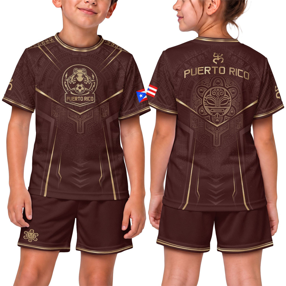 Authentic Maroon, Kids Puerto Rico Soccer Jersey for Boy and Girl with Taino Coqui, Puerto Rico Kids Soccer Jersey, Youth Soccer Jersey, Northryn Co.