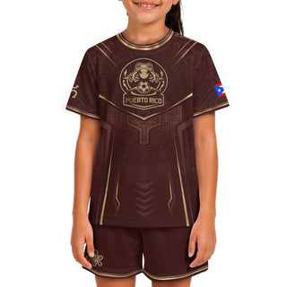 Authentic Maroon, Kids Puerto Rico Soccer Jersey for Boy and Girl with Taino Coqui, Puerto Rico Kids Soccer Jersey, Youth Soccer Jersey, Northryn Co.