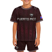 Traditional Maroon, Kids Puerto Rico Soccer Jersey with Taino for Boy and Girl, Puerto Rico Kids Soccer Jersey Meets Youth Soccer Jersey, Northryn Co.