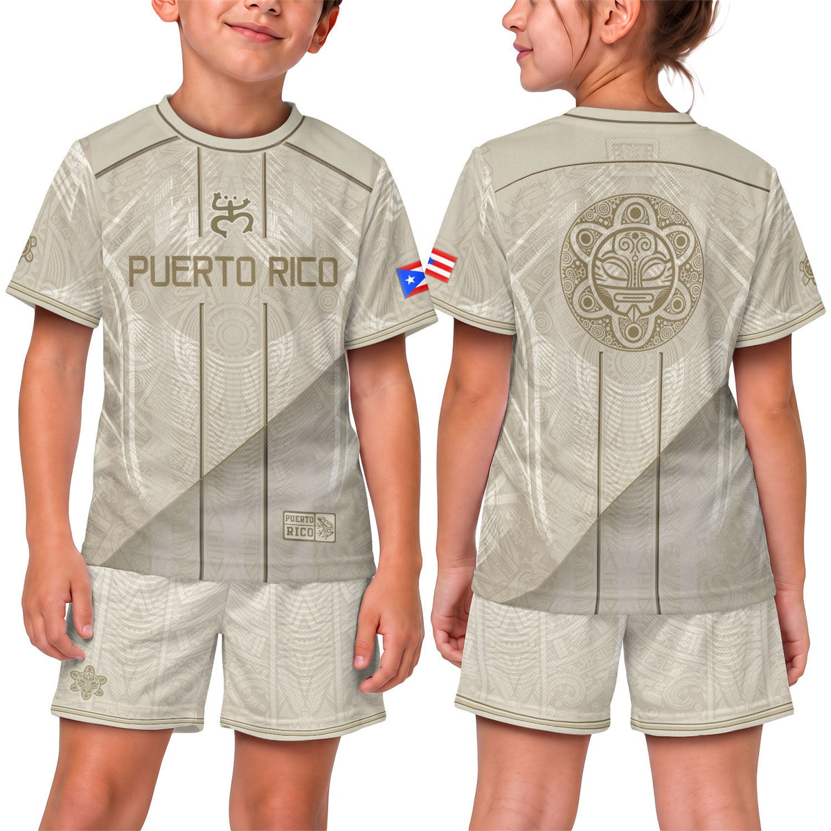 Kids Puerto Rico Soccer Jersey, Classic Beige Taino Coqui Frog for Boy and Girl, Youth Soccer Jersey with Puerto Rico Kids Soccer Jersey, Northryn Co.