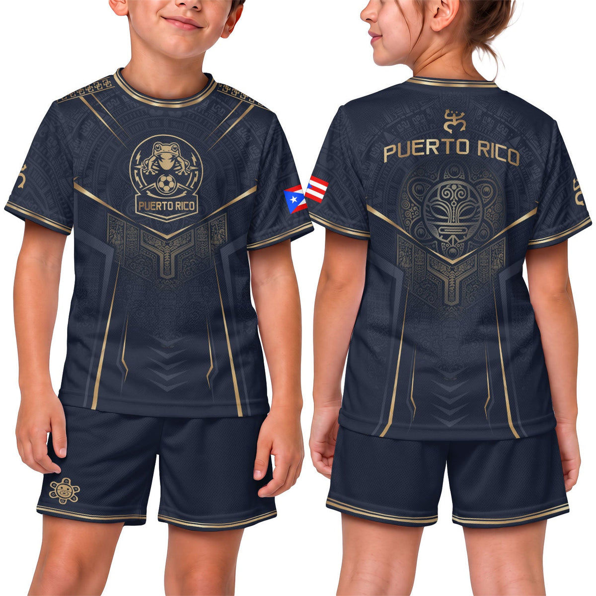 Gold Coqui, Kids Puerto Rico Soccer Jersey for Boy and Girl with Taino Heritage, Puerto Rico Kids Soccer Jersey with Youth Soccer Jersey, Northryn Co.