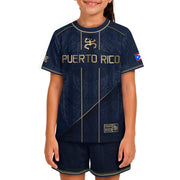 Kids Puerto Rico Soccer Jersey, Navy Gold Taino Coqui Sun Emblem for Boy and Girl, Youth Soccer Jersey, Puerto Rico Kids Soccer Jersey, Northryn Co.