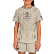 Kids Puerto Rico Soccer Jersey for Boy and Girl, Beige Taino Coqui Frog, Youth Soccer Jersey Inspired by Puerto Rico Kids Soccer Jersey, Northryn Co.