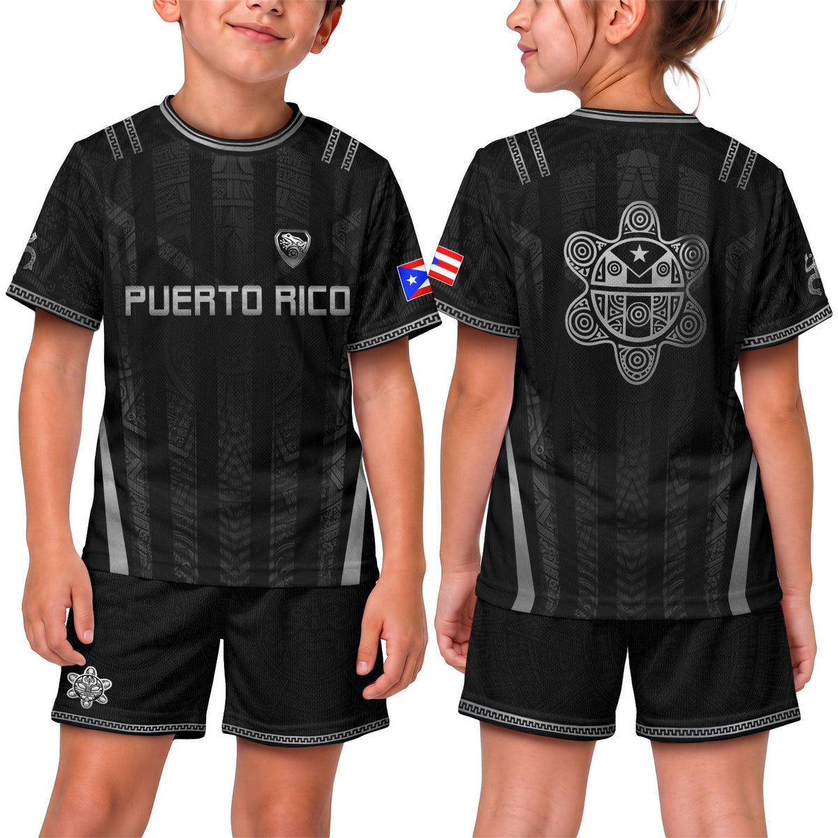 Kids Puerto Rico Soccer Jersey, Sleek Black Taino Coqui Frog for Boy and Girl, Youth Soccer Jersey Meets Puerto Rico Kids Soccer Jersey, Northryn Co.