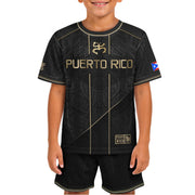 Black Gold Taino, Kids Puerto Rico Soccer Jersey with Coqui Sun for Boy and Girl, Puerto Rico Kids Soccer Jersey and Youth Soccer Jersey, Northryn Co.