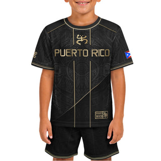 Black Gold Taino, Kids Puerto Rico Soccer Jersey with Coqui Sun for Boy and Girl, Puerto Rico Kids Soccer Jersey and Youth Soccer Jersey, Northryn Co.