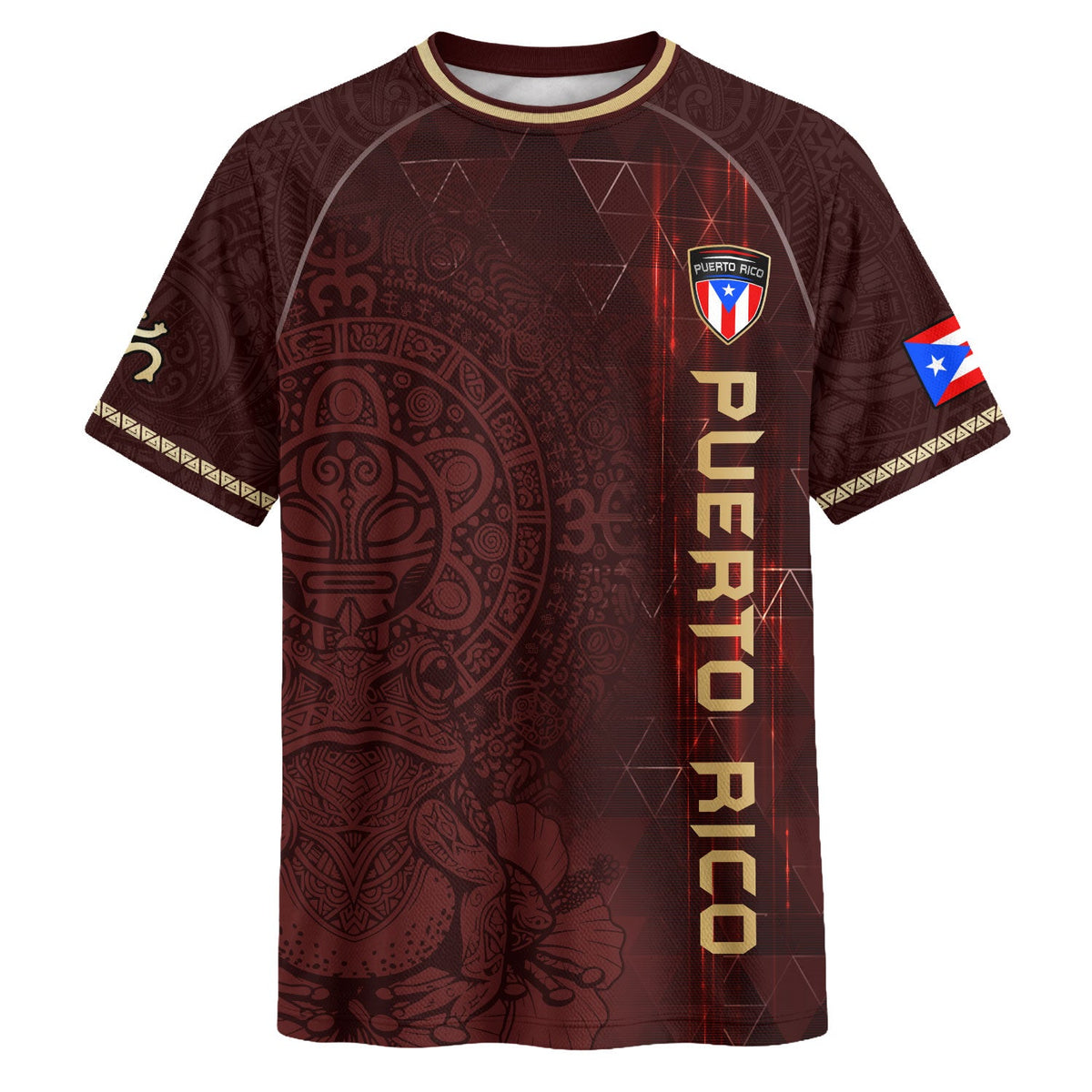 Puerto Rico Soccer Jersey for Men and Women, Maroon Gold Coqui Frog Taino Sun National Heritage, Puerto Rico Jersey, Puerto Rico Shirt, Northryn Co.
