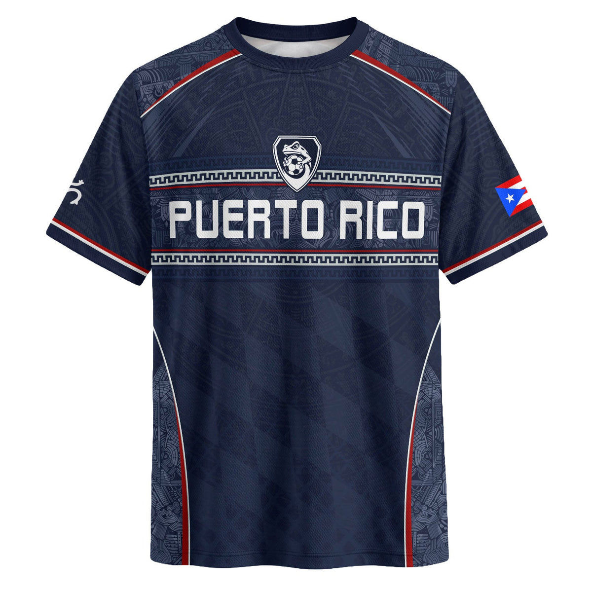 Puerto Rico Soccer Jersey in Modern Navy for Men and Women, Taino Pattern Boricua Pride Athletic, Puerto Rico Shirt, Puerto Rico Jersey, Northryn Co.