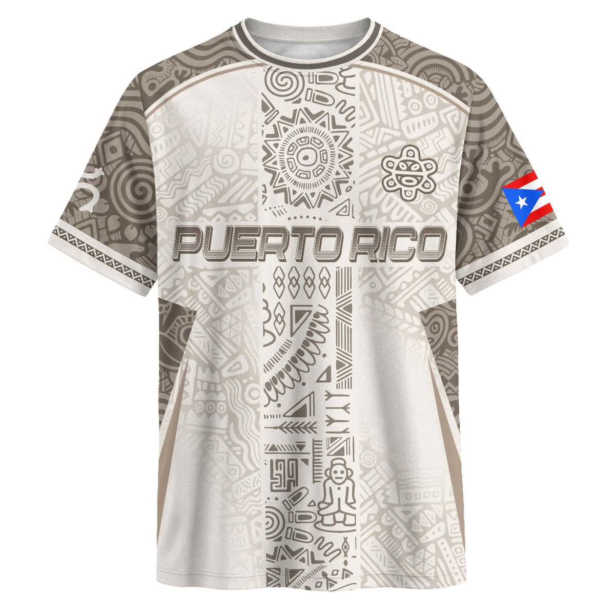 Boricua Pride White Puerto Rico Soccer Jersey for Men and Women, Tribal Pattern, Best Puerto Rico Shirt with Puerto Rico Jersey Style, Northryn Co.