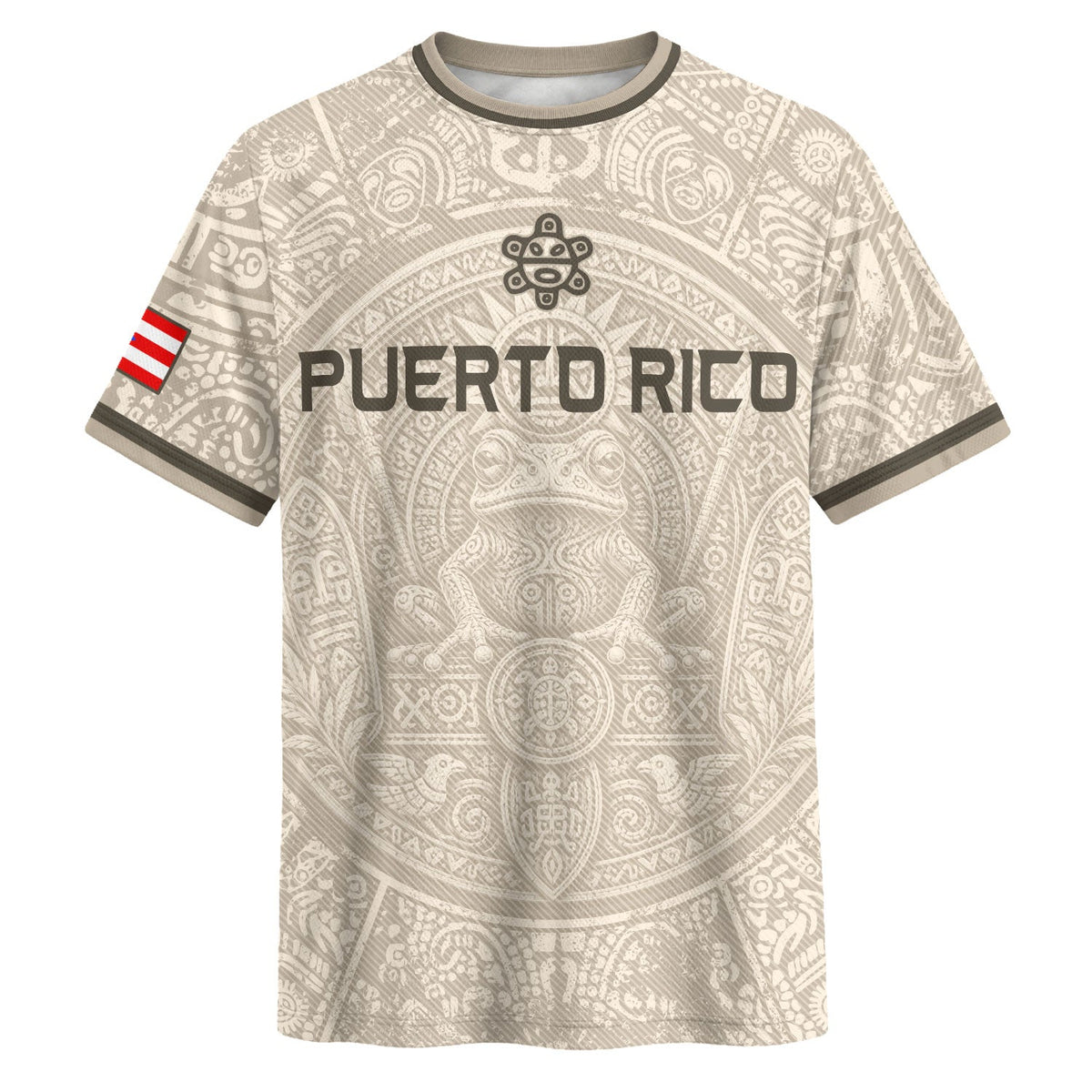 Coqui Frog Beige Puerto Rico Soccer Jersey for Men and Women, Taino Sun Puerto Rican Heritage, Puerto Rico Shirt and Puerto Rico Jersey, Northryn Co.