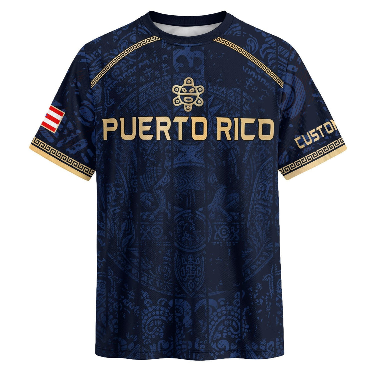 Custom Puerto Rico Soccer Jersey for Men and Women, Navy Taino Gold Pride, Puerto Rico Shirt with Personalized Football Jersey style, Northryn Co.