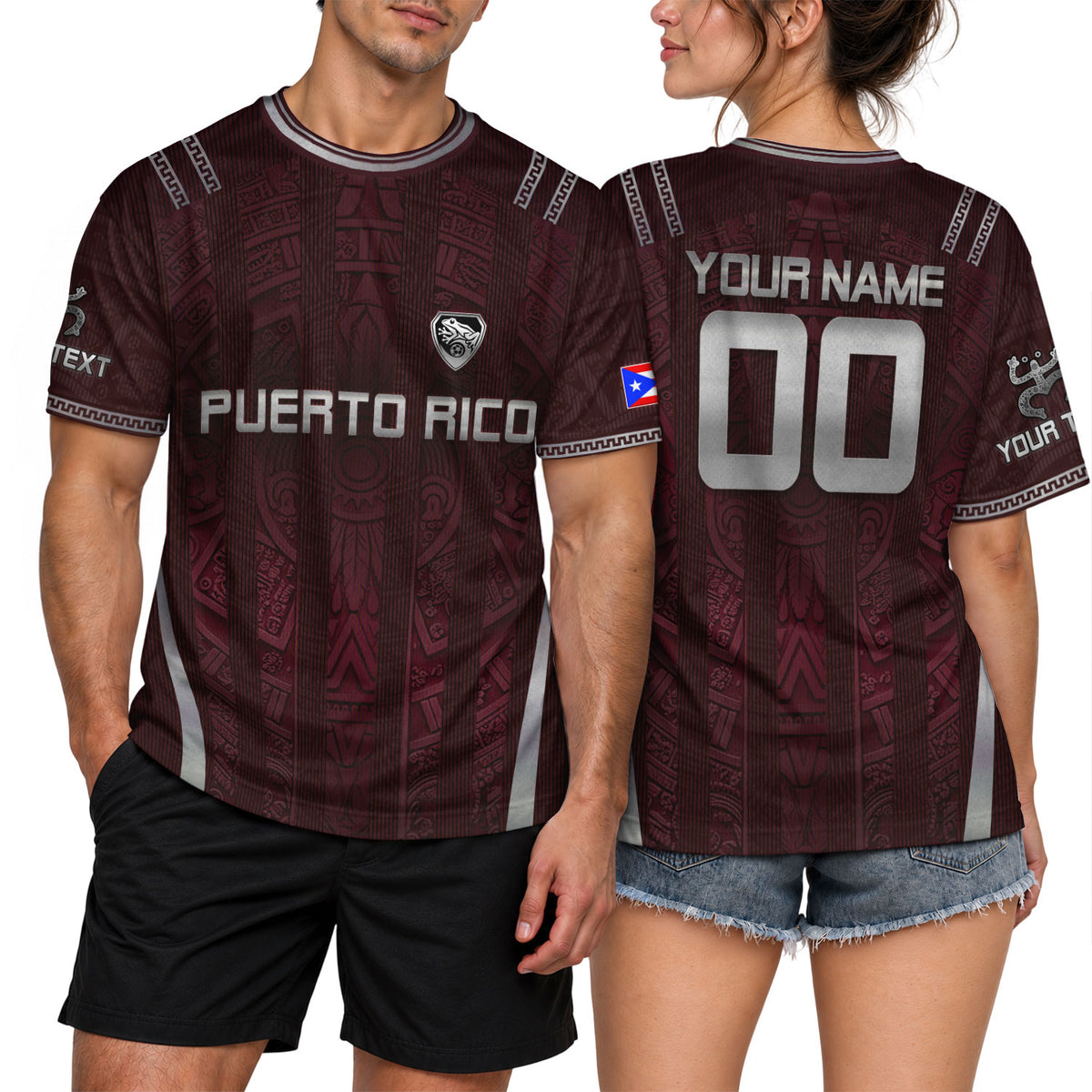 Custom Coqui Frog Maroon Puerto Rico Soccer Jersey for Men and Women, Boricua Taino Culture Graphic, Puerto Rico Jersey and Puerto Rico Shirt, Northryn Co.