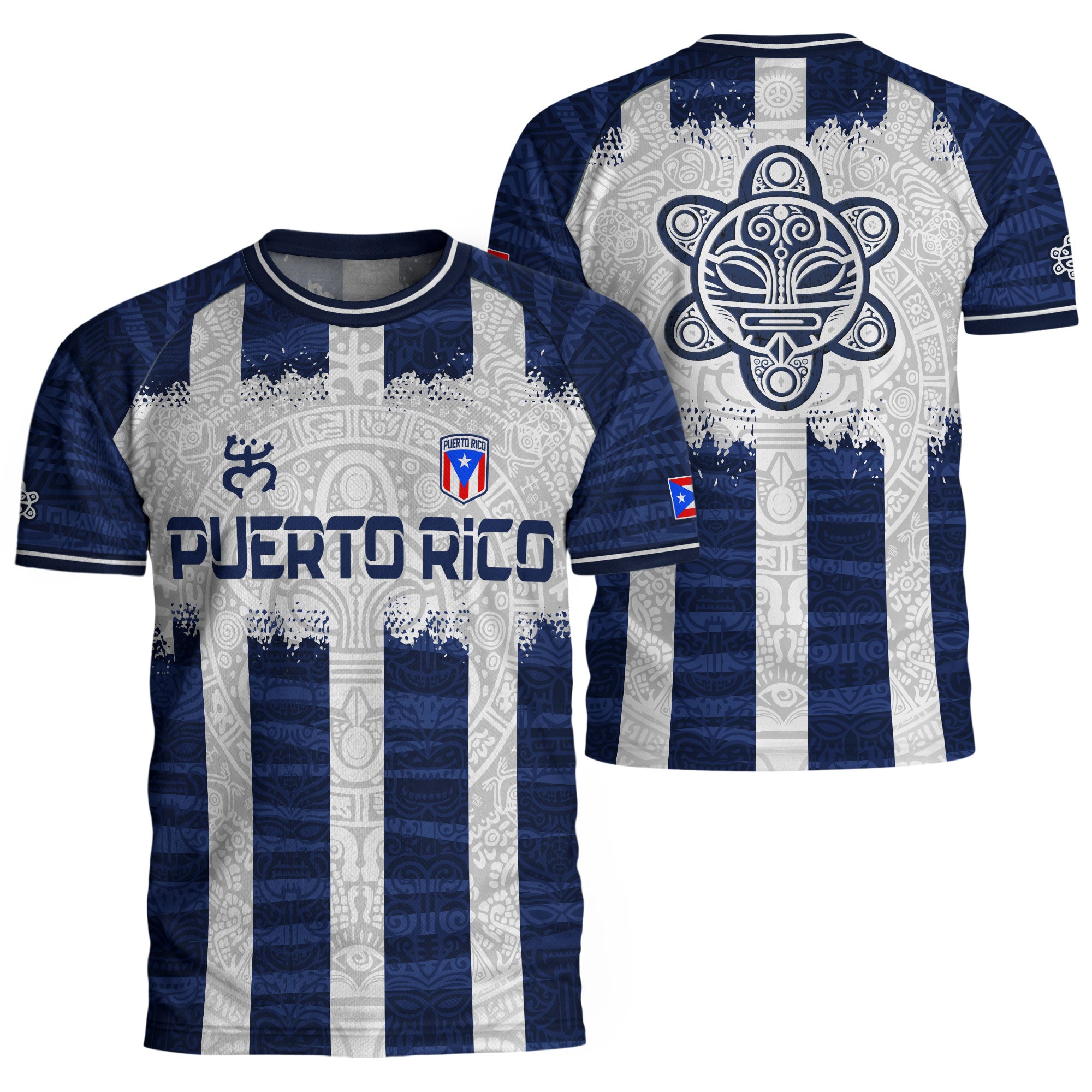Puerto Rico Boricua Coqui Frog Taino Tribal National Soccer Jersey White Navy